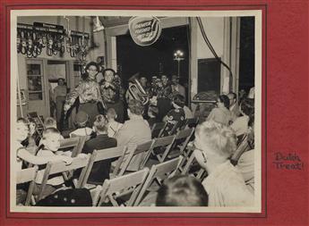 (LANCASTER, PENNSYLVANIA) A scrapbook with 28 photographs entitled The Old and the New, made for the re-opening of a gas station.